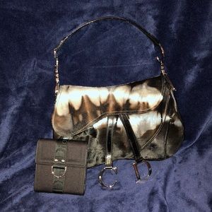 Black/blue cowhide Dior purse